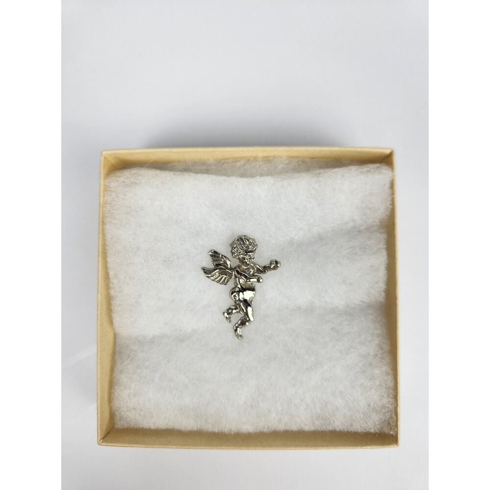 Vintage Sterling Silver Angel Pin Brooch Religious Gothcore Friendly Jewelry